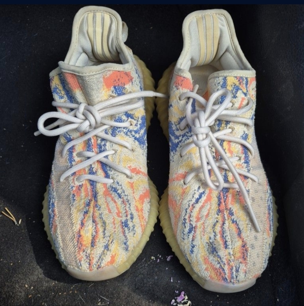Adidas Cream and Orange Sneakers with Primeknit Upper